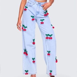 Finesse Cheri Embroidered Light Blue Women's Jeans Size 2X